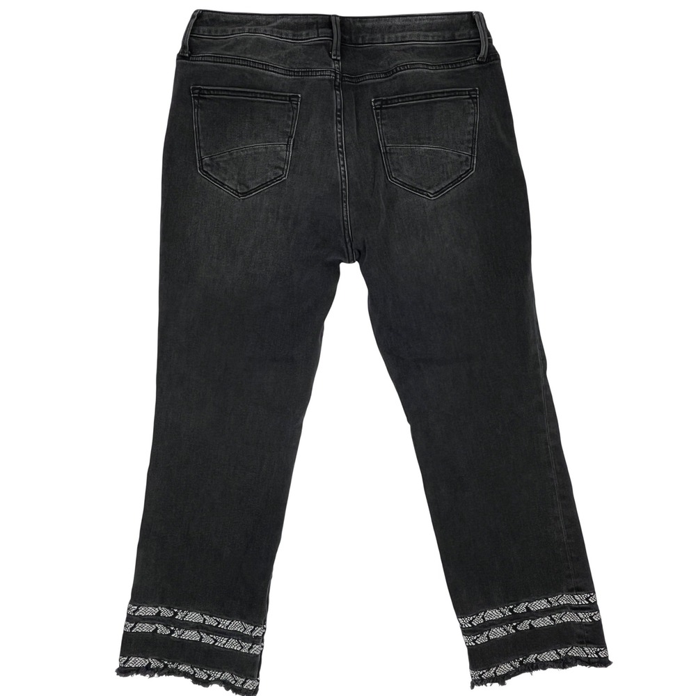 Driftwood Colette Black Raw Frayed Hem Jeans Tag 32x26 Faded Animal Print Trim - Picture 2 of 8